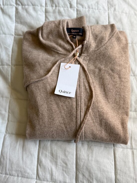 Quince Sweaters - Quince Mongolian Cashmere Full Zip Hoodie Oatmeal M NWT